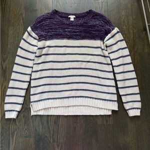 Forever 21 Purple and Cream Striped Sweater